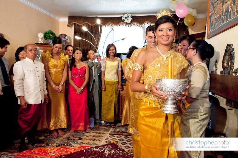 The end of the buddhist wedding ceremony witnessed by wedding photographer cambodia