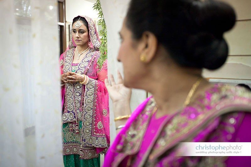 sikh bride getting ready for the wedding near amritsar, punjab, india