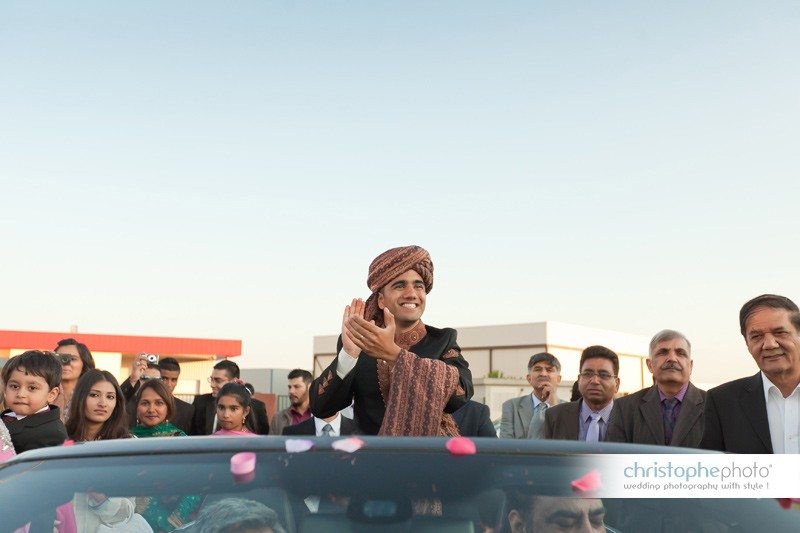 The procession of the groom before the wedding ceremony.