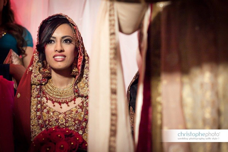 The beautiful bride during the wedding service.