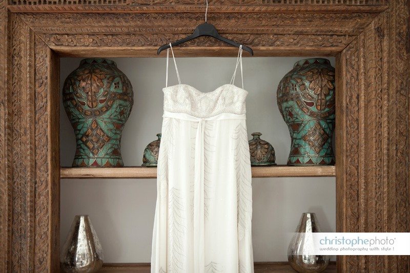 Wedding dress in the villa in Kenya