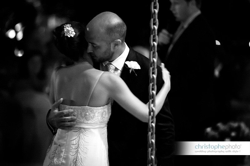 intimate moment of the bride and groom