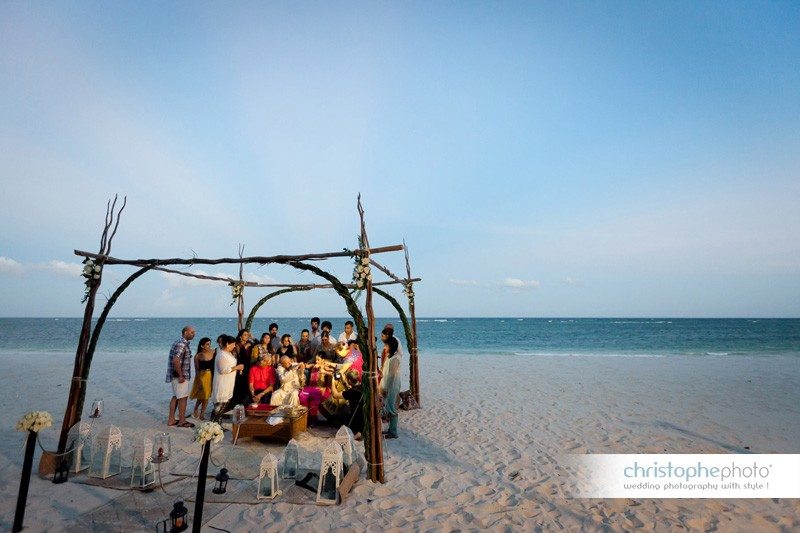 The Chunni ceremony on the white sand beach of the Leisure Lodge Resort, Kenya.