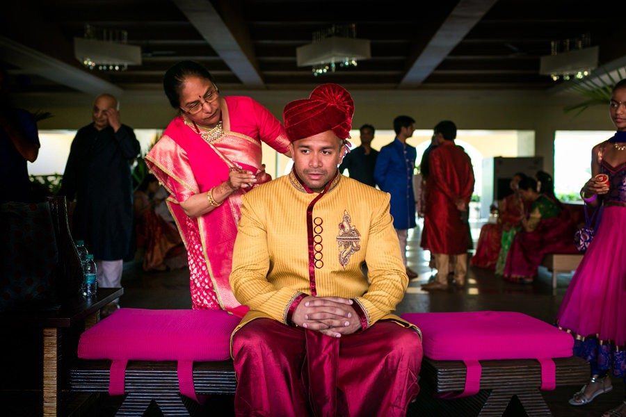 Groom getting ready in South India