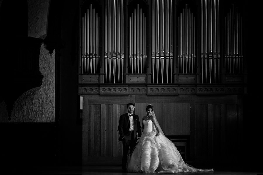Black and White Portrait of the bride and groom