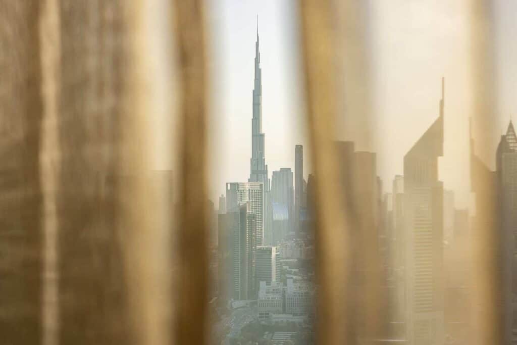 Dubai Downtown and Burj Khalifa as seen from the One and Only Zabeel.