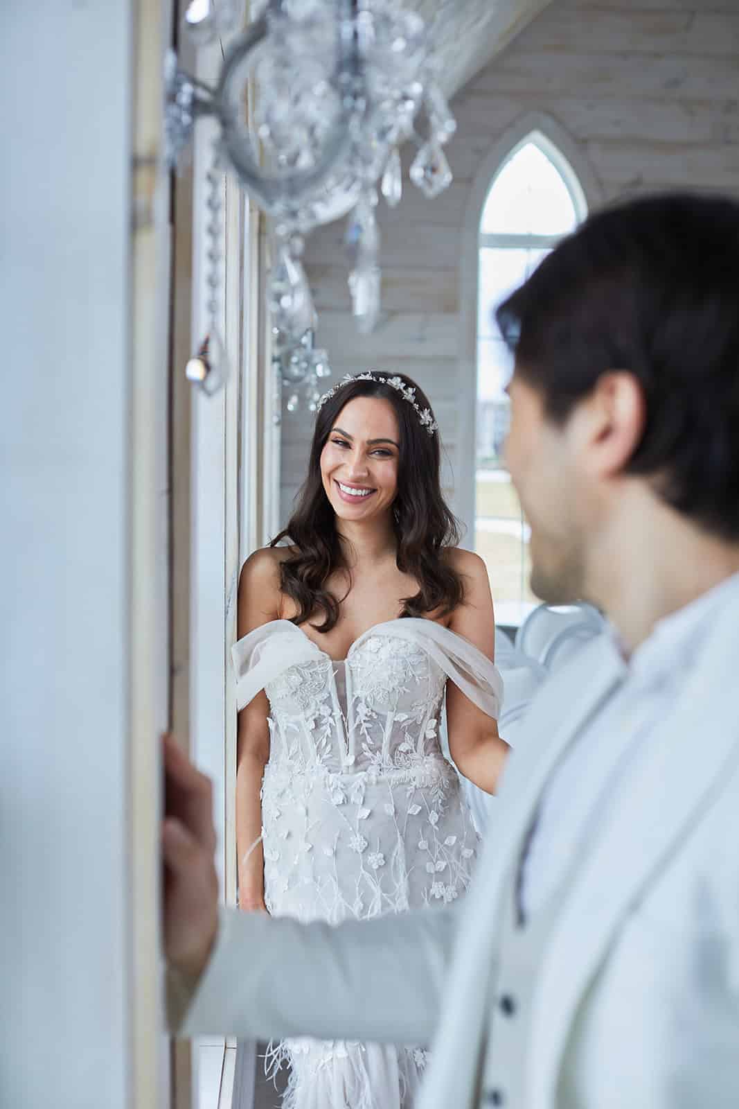 Elegant bride and groom during a couple session