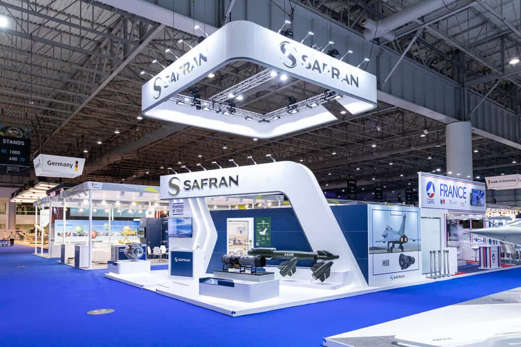 Safran stand during the Dubai Airshow