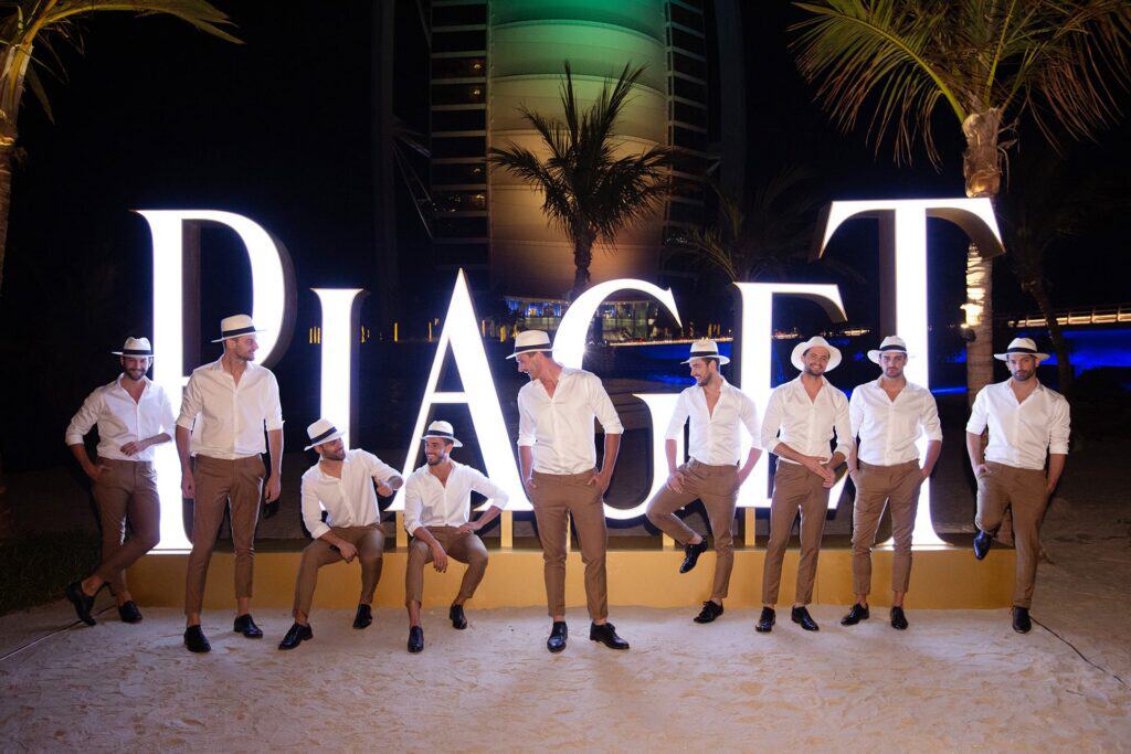 the boys crew during a Piaget event near Burj al Arab in Dubai